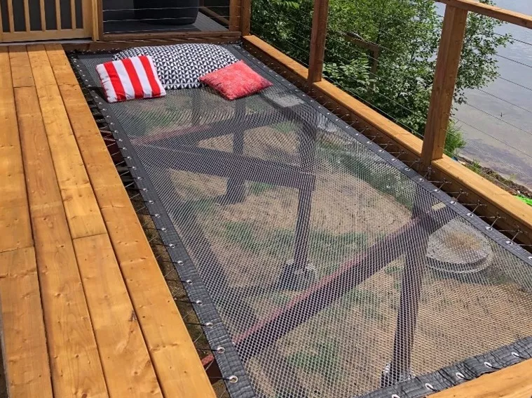 balcony loft net with pillows showing indoor outdoor uses