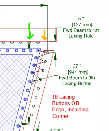 Example of how to measure a tensioned catamaran net.