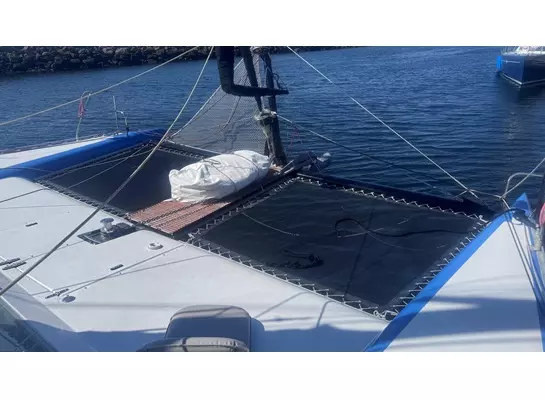 Aged trampoline showing cosmetic wear but maintaining strength