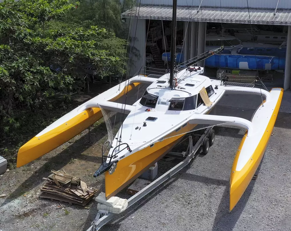 1 inch Black Dyneema, Rope Border Bow & Wing Nets on a Rapido 60 Trimaran