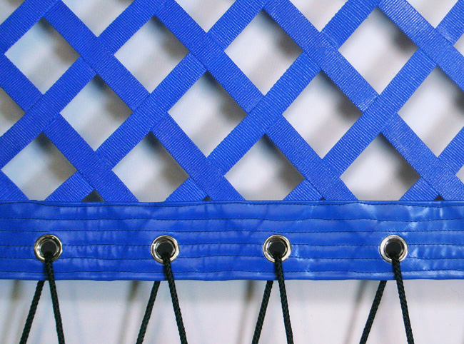1 inch Webbing Net, Vinyl Coated, with 2 inch Average Holes and grommet border